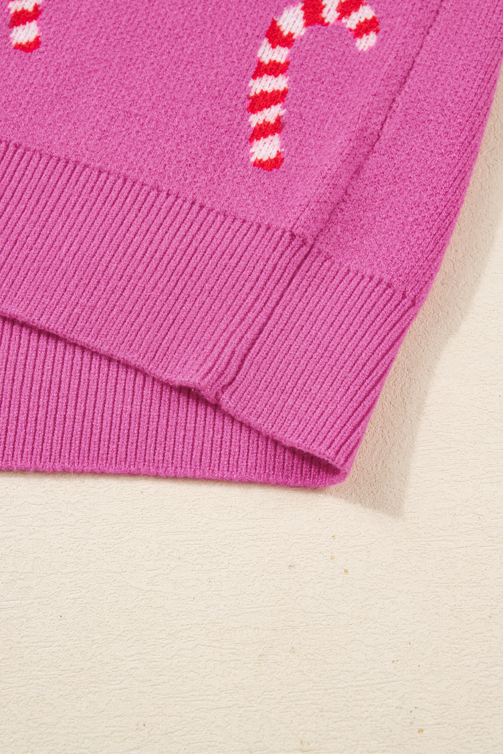 Sachet Pink Christmas Candy Cane Holiday Drop Shoulder Sweater view 23