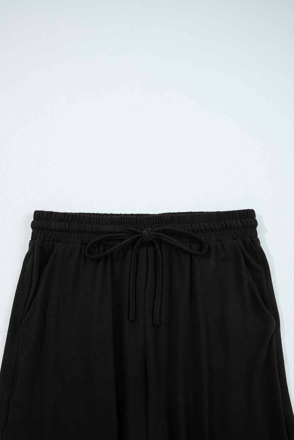 Black Ruffled Wide Leg Pull On High Waist Pants with Pockets view 5