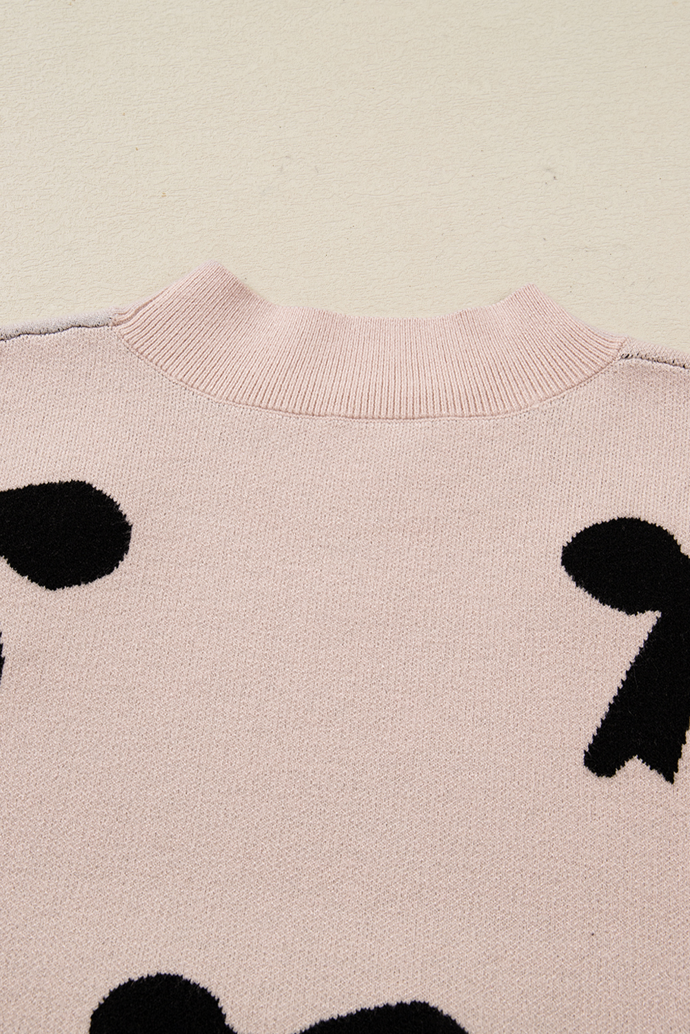 Smoke Gray Pearl Embellished Bow Pattern Loose Sweater view 11