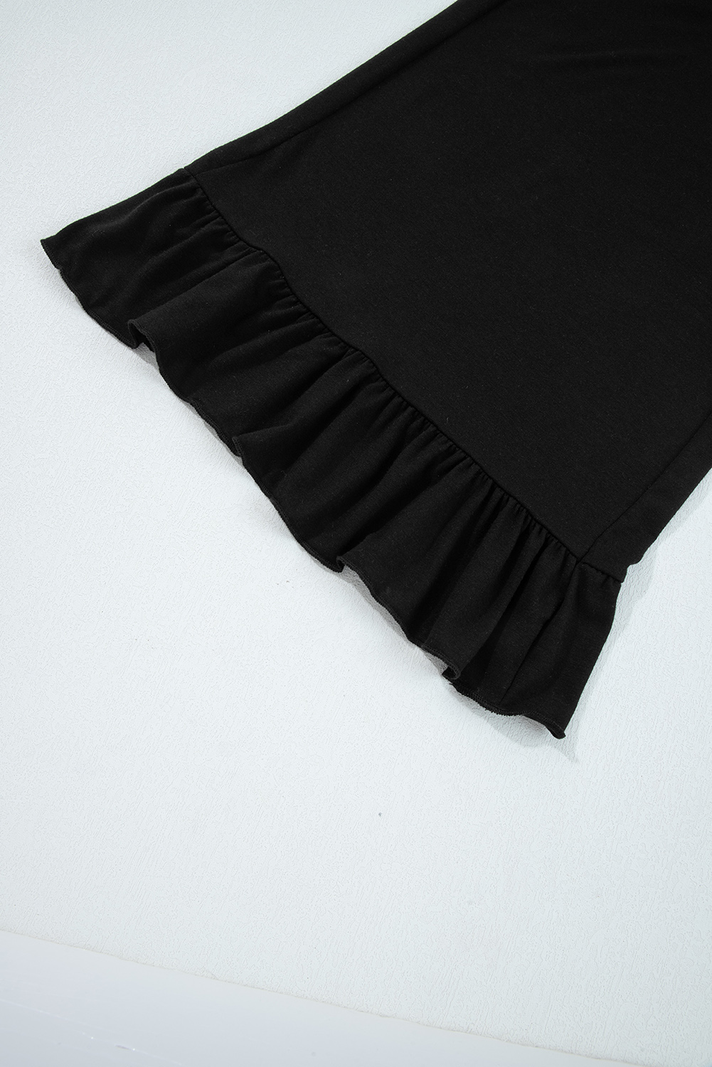 Black Ruffled Wide Leg Pull On High Waist Pants with Pockets view 8