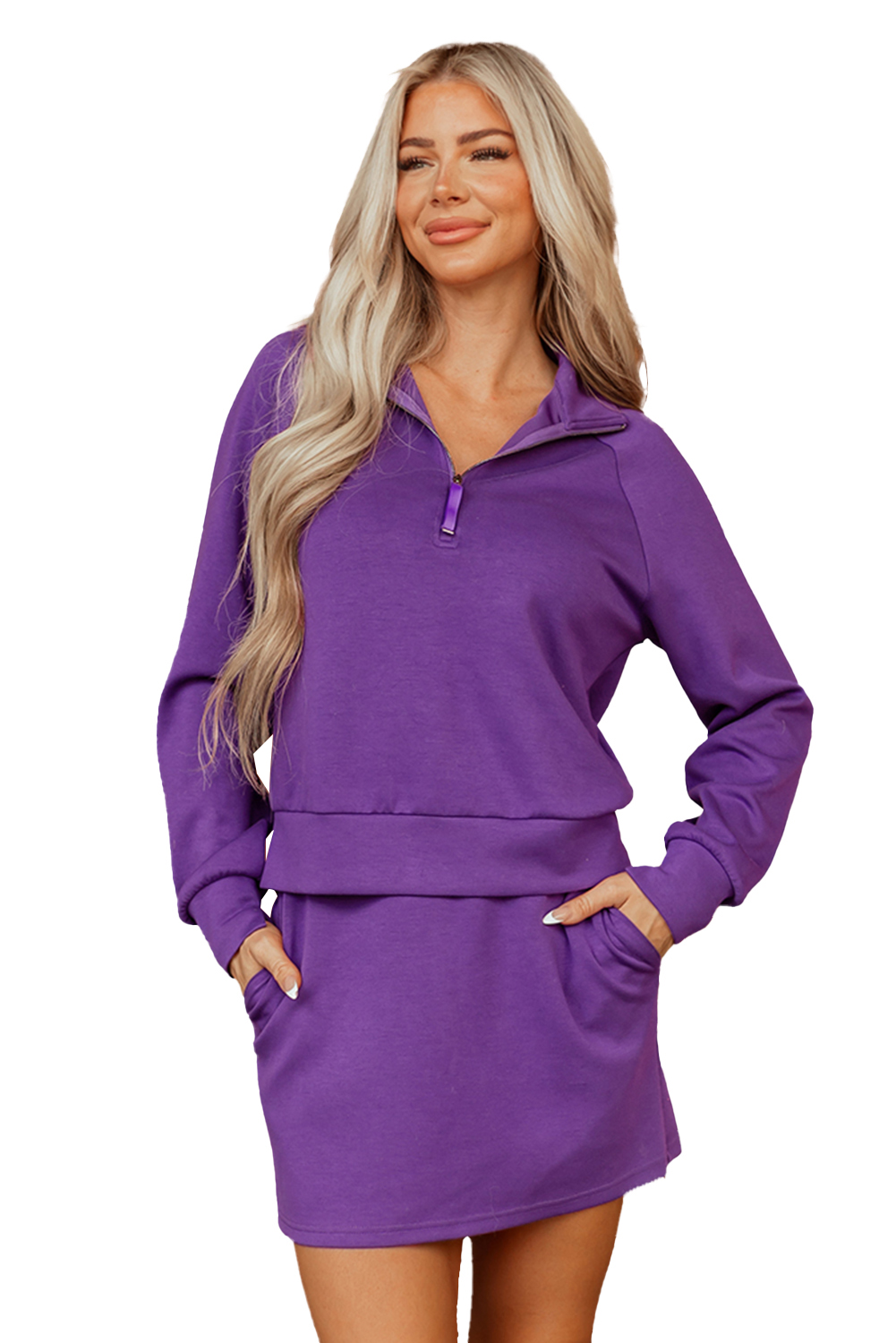 Wisteria Half Zip Sporty Pullover Mini Skort 2pcs Outfit view 21