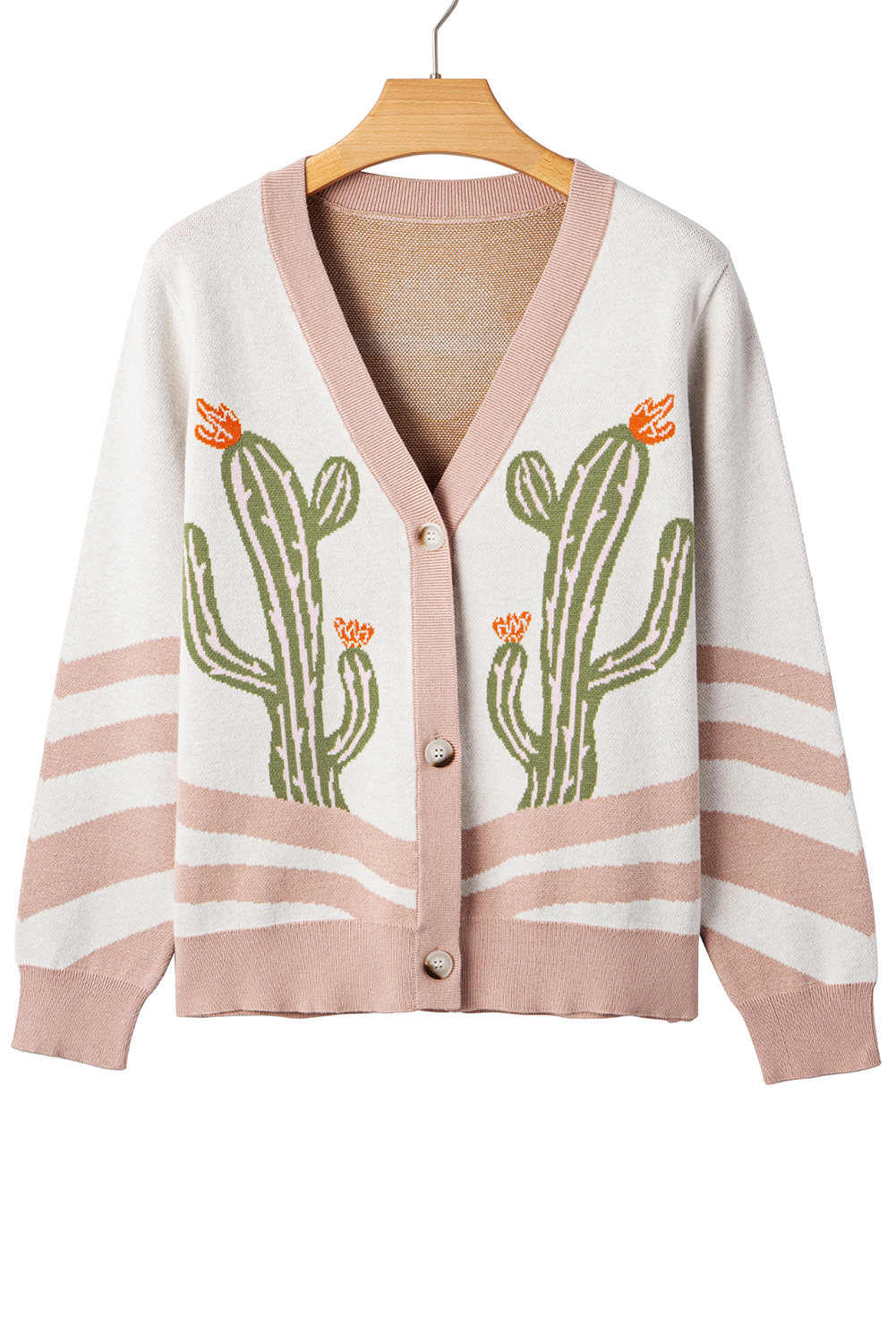 Apricot Desert Cactus Buttoned Front Sweater Cardigan view 19