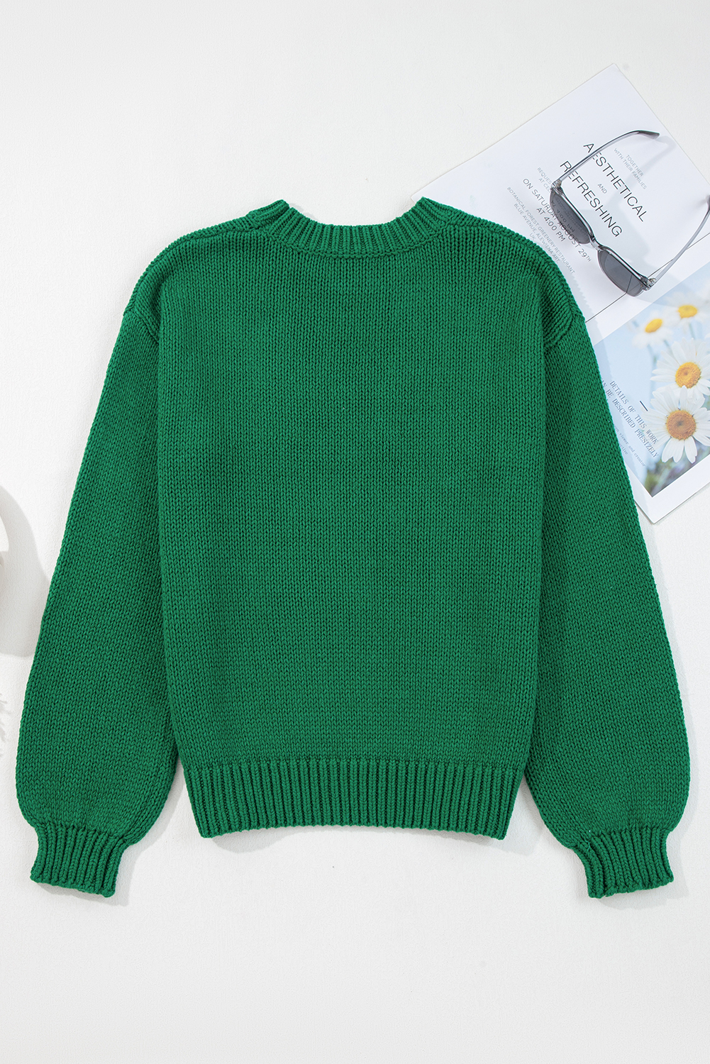 Evergreen Plaid Bow Graphic Christmas Sweater view 17