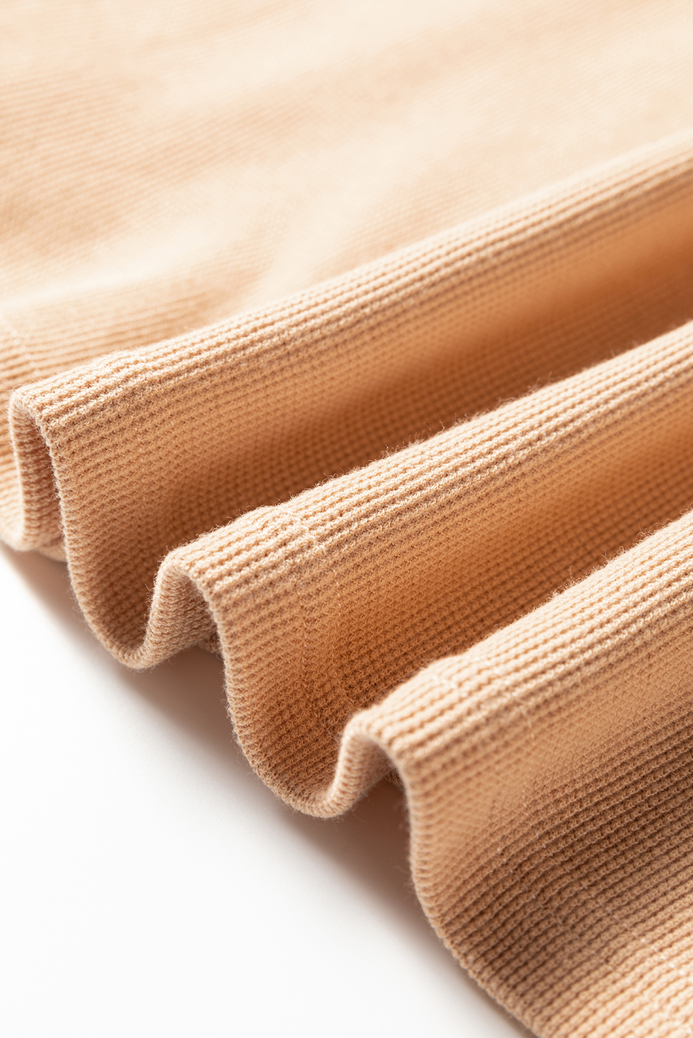 Buckskin Color Block Thermal Textured Knit Drop Shoulder Henley Top view 19