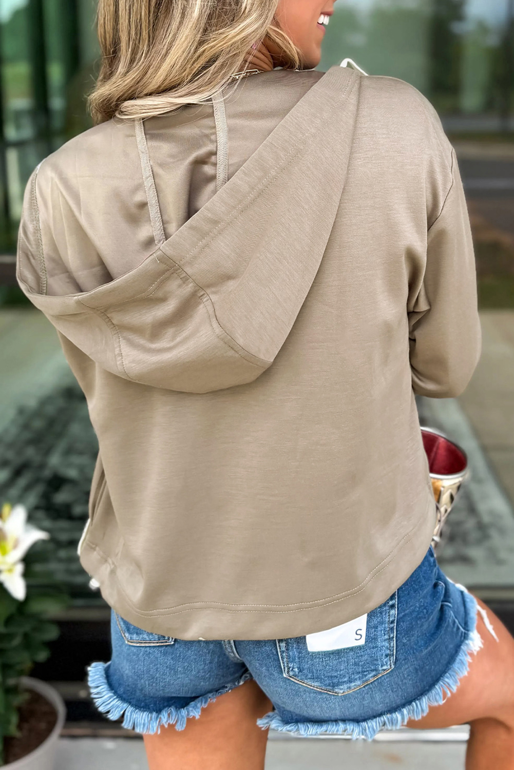 Goat Contrast Bow Embroidered Zip Up Jacket Hoodie view 10