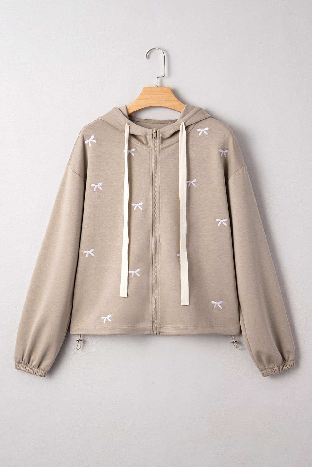 Goat Contrast Bow Embroidered Zip Up Jacket Hoodie view 12
