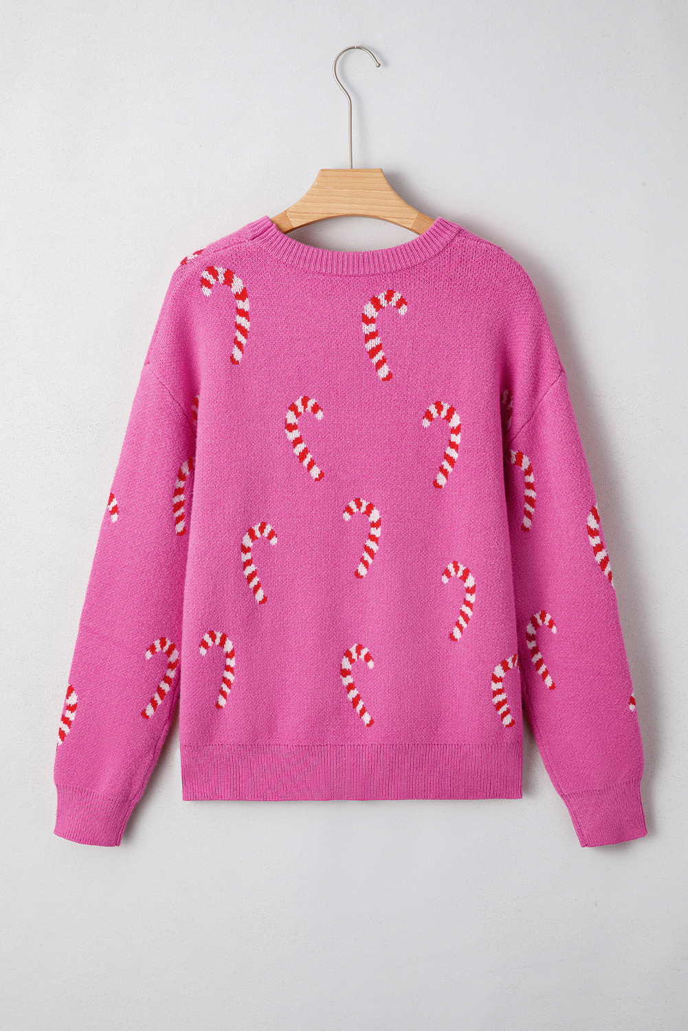 Sachet Pink Christmas Candy Cane Holiday Drop Shoulder Sweater view 20