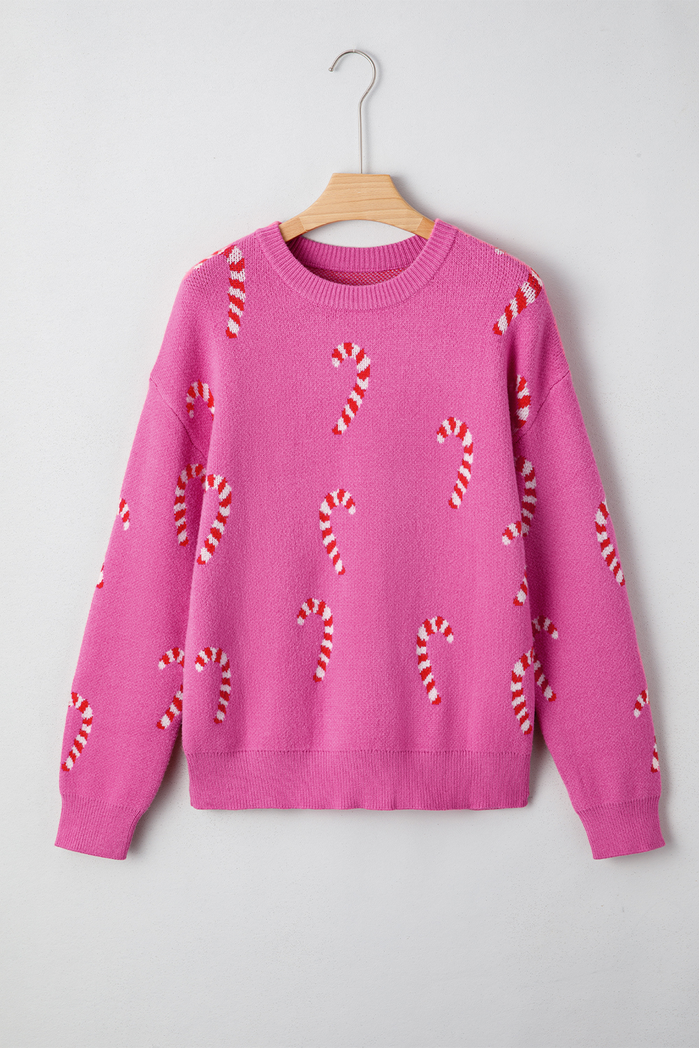Sachet Pink Christmas Candy Cane Holiday Drop Shoulder Sweater view 19