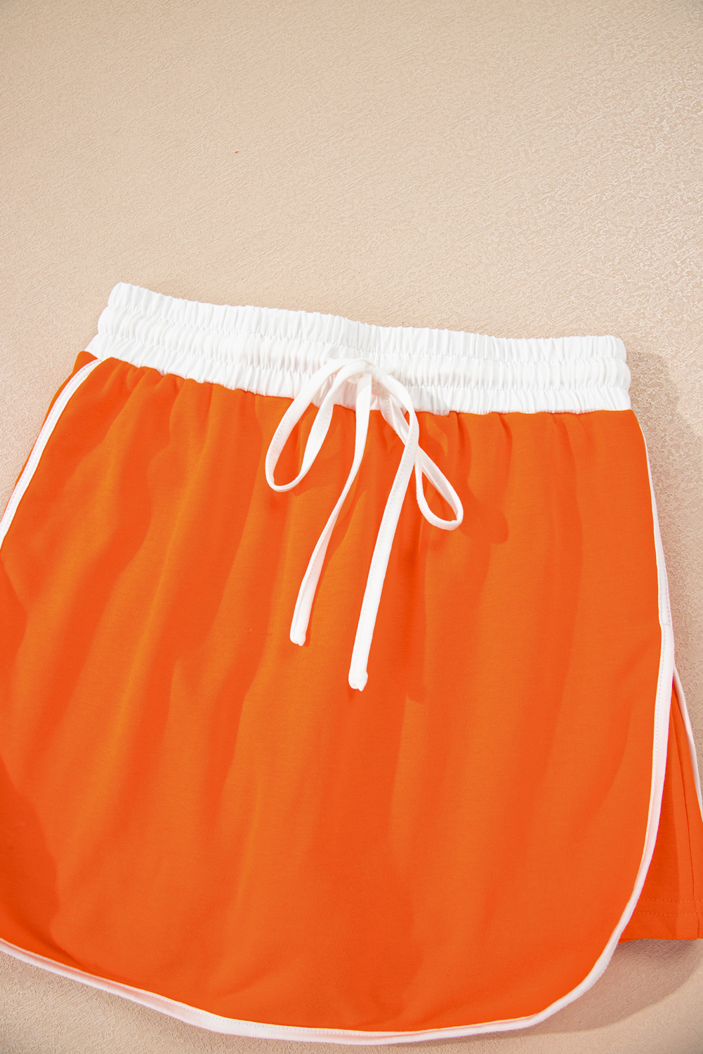 Orange Varsity Stripe Detail Drop Shoulder Pullover Mini Skort Set view 16