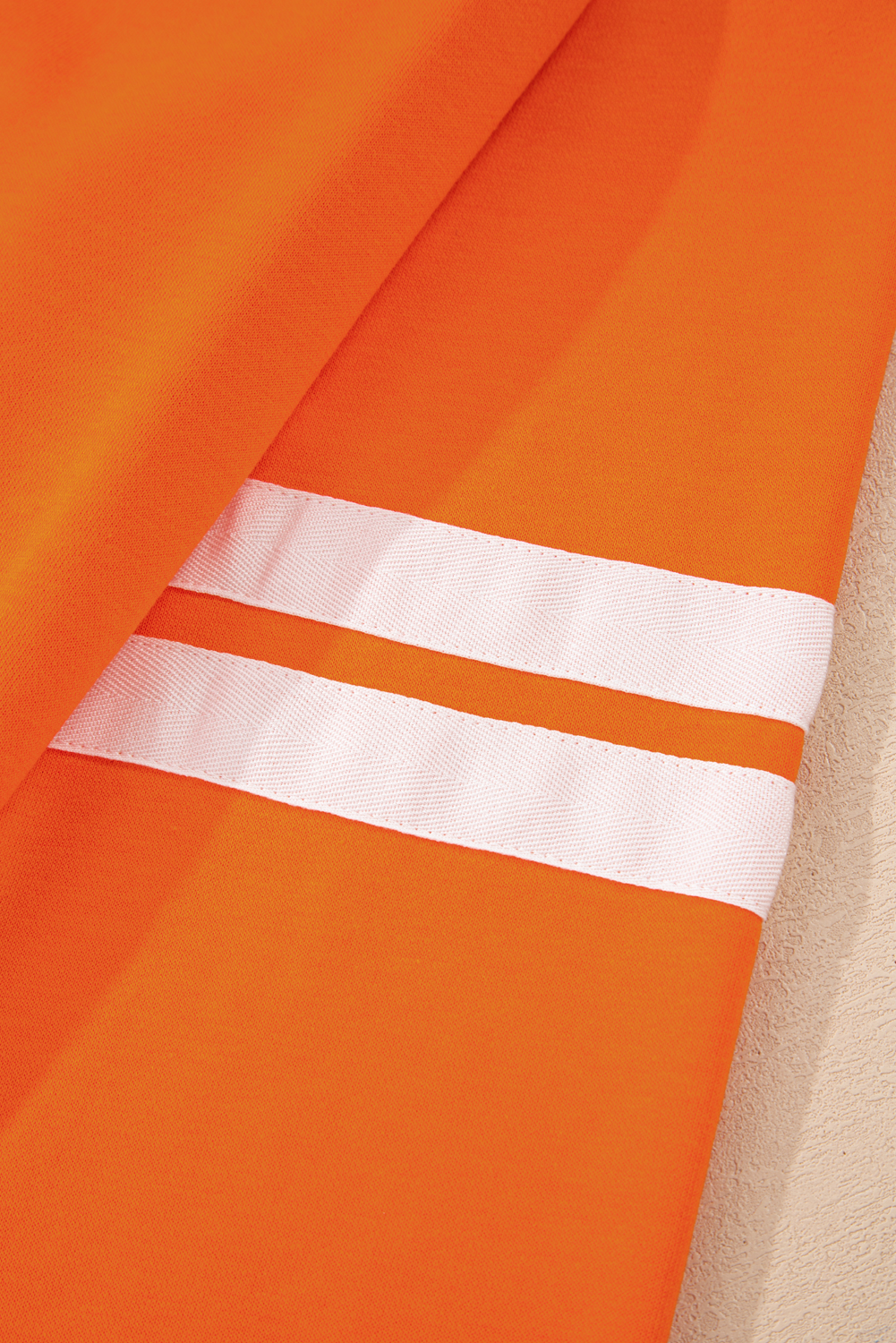 Orange Varsity Stripe Detail Drop Shoulder Pullover Mini Skort Set view 12