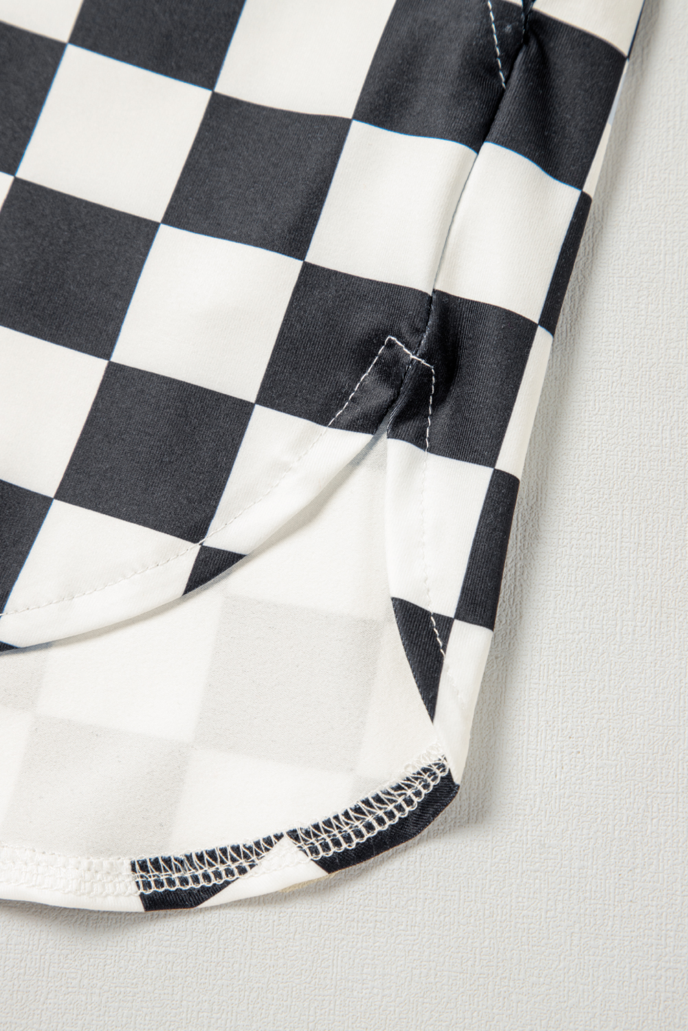 Black Checkered Print High Waist Casual Shorts