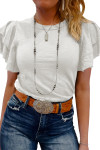 White Layered Ruffle Short Sleeve Round Neck Top