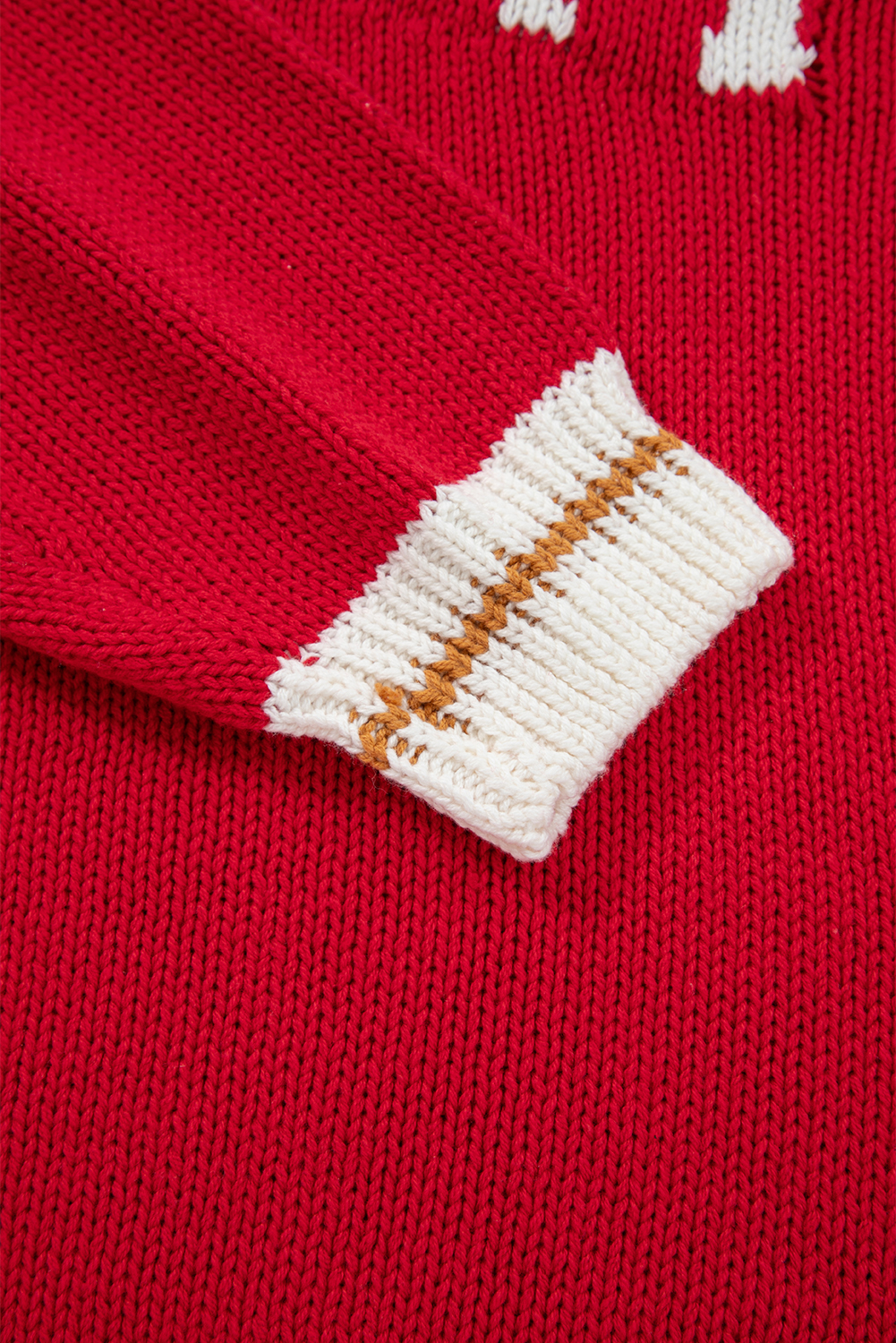 Fiery Red MERRY Color Block Edge Drop Shoulder Cozy Sweater view 17