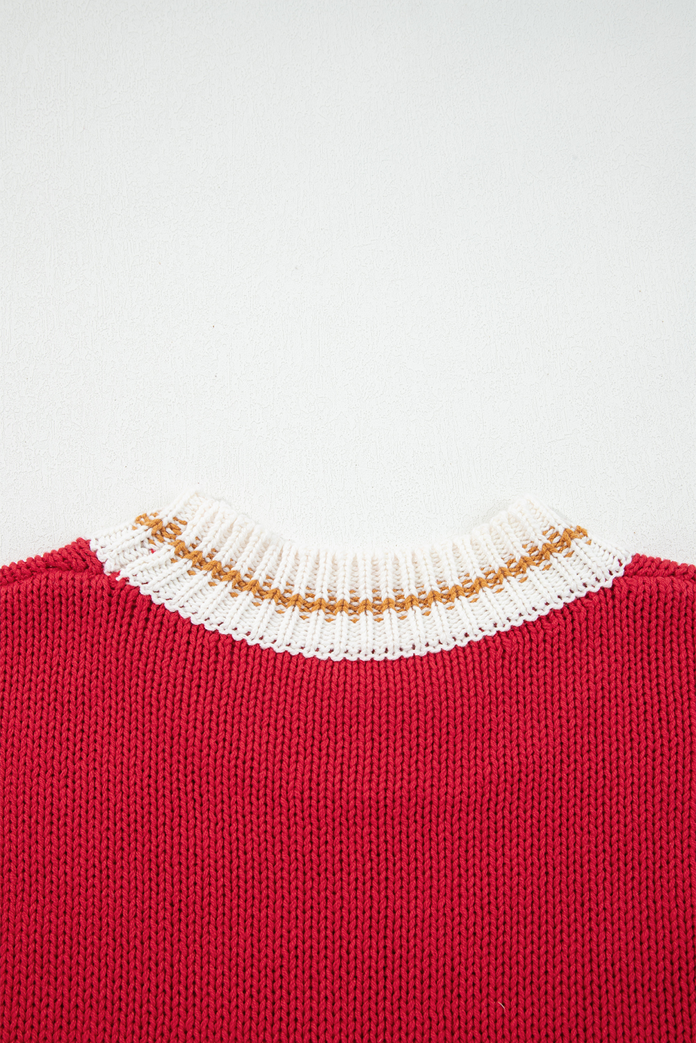 Fiery Red MERRY Color Block Edge Drop Shoulder Cozy Sweater view 19