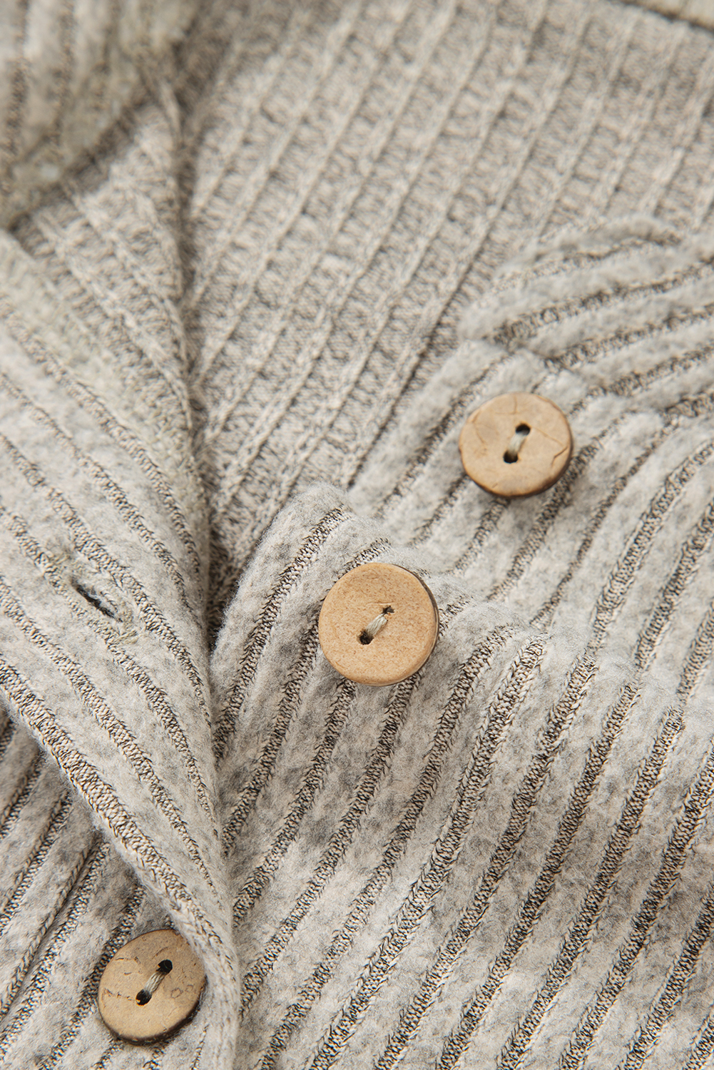 Simply Taupe Ribbed Texture Drop Shoulder Henley Knit Top view 11