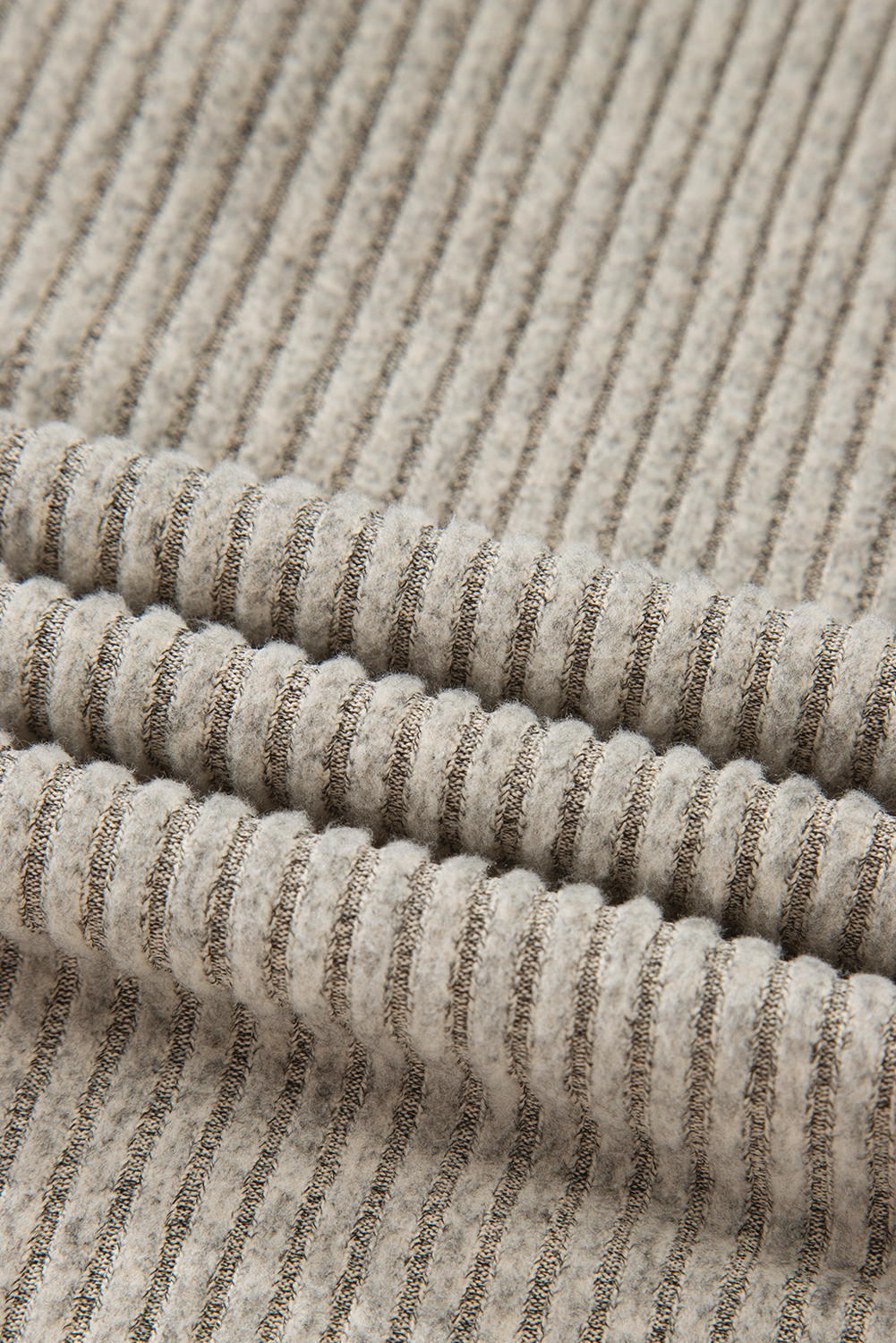 Simply Taupe Ribbed Texture Drop Shoulder Henley Knit Top view 13