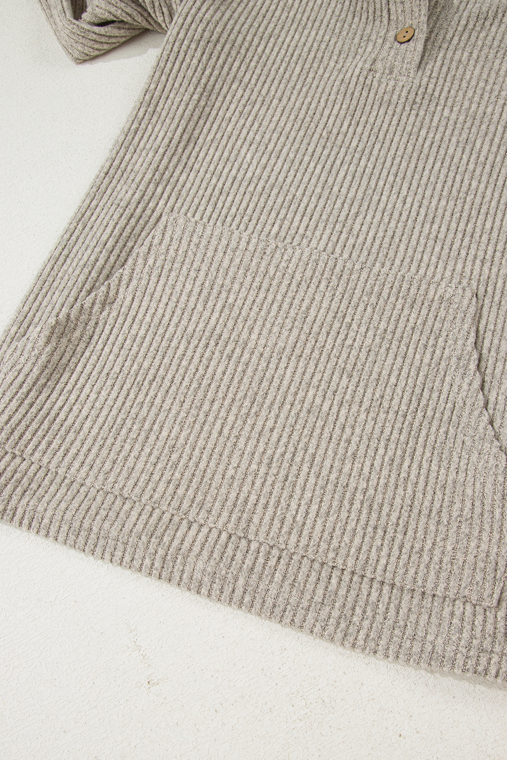 Simply Taupe Ribbed Texture Drop Shoulder Henley Knit Top view 10