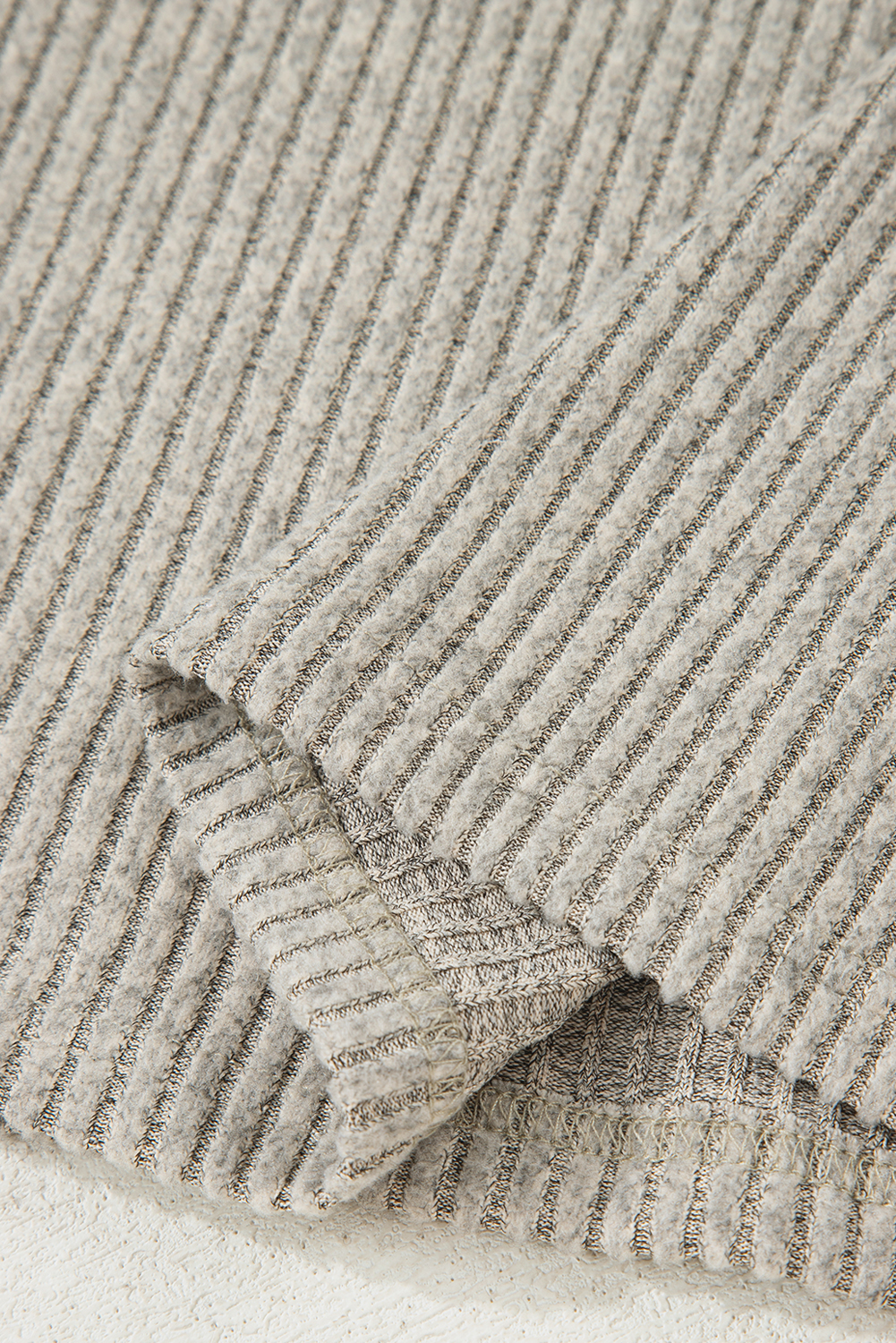 Simply Taupe Ribbed Texture Drop Shoulder Henley Knit Top view 14