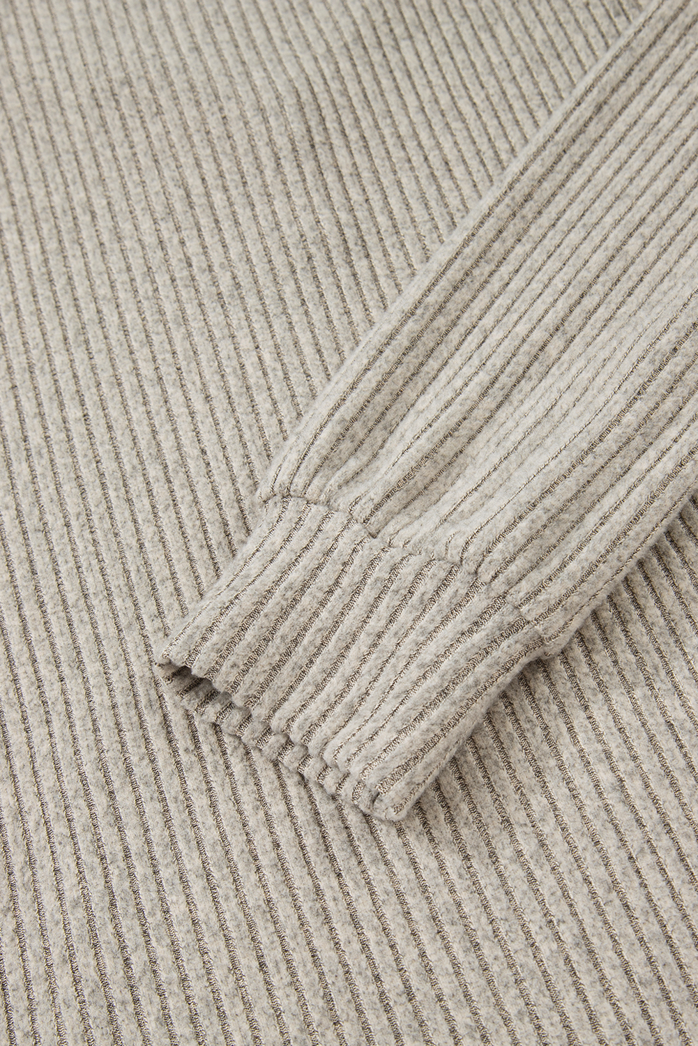 Simply Taupe Ribbed Texture Drop Shoulder Henley Knit Top view 8