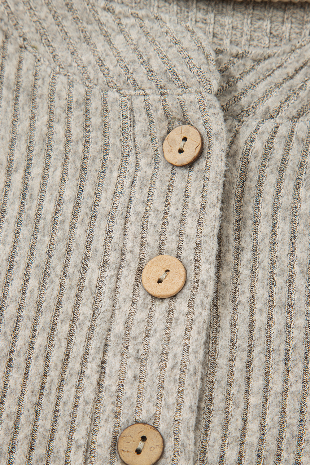 Simply Taupe Ribbed Texture Drop Shoulder Henley Knit Top view 12