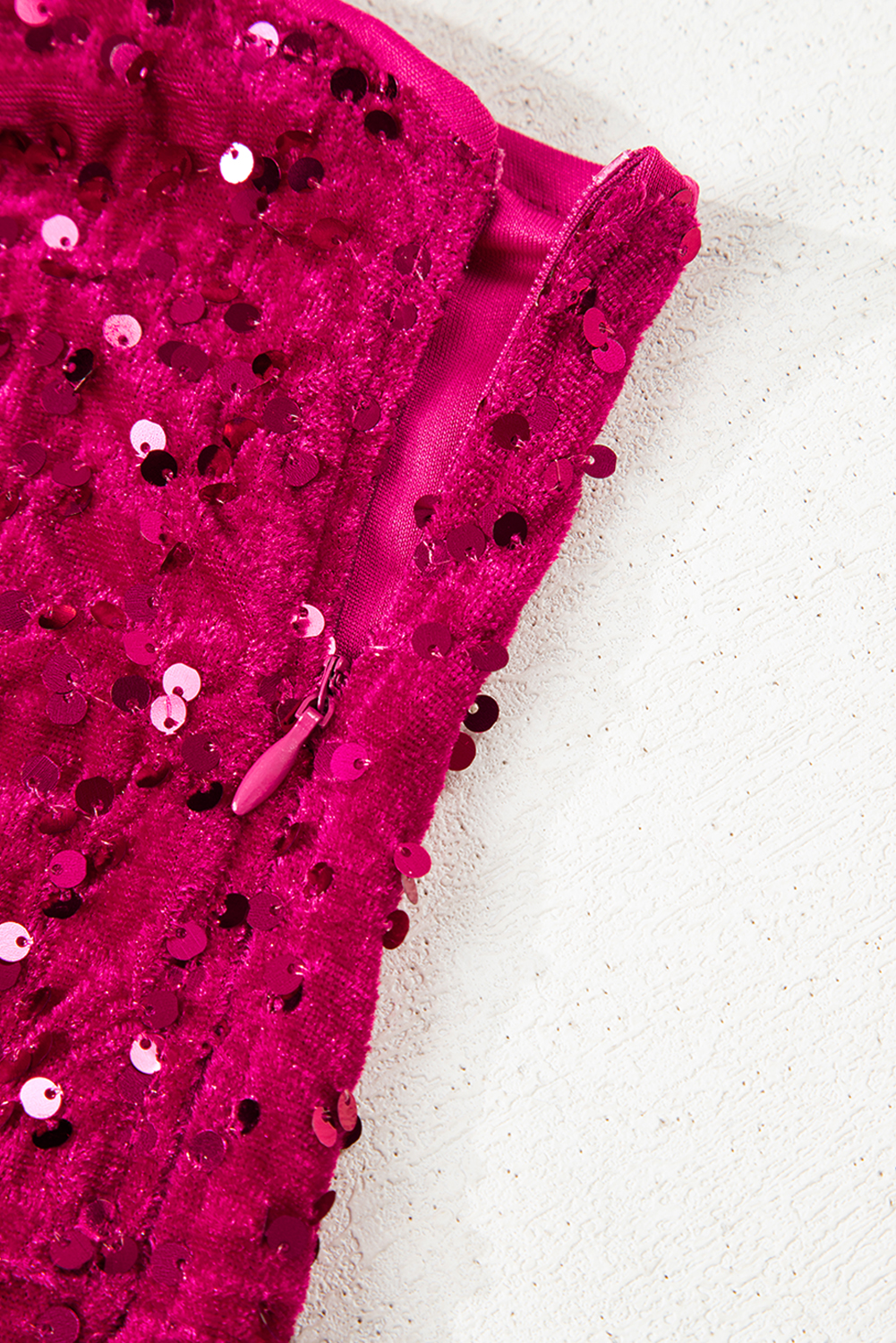 Pitaya Pink One Shoulder Thigh High Split Bodycon Sequin Gown view 20