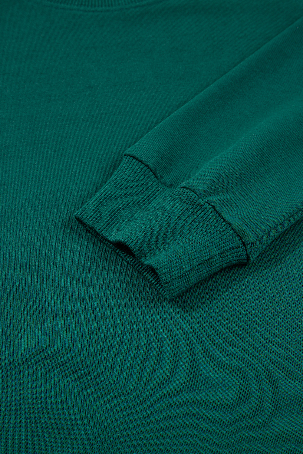 Sea Green Solid Color Pullover Top Varsity Stripe Detail Loose Drawstring Pants Set view 19