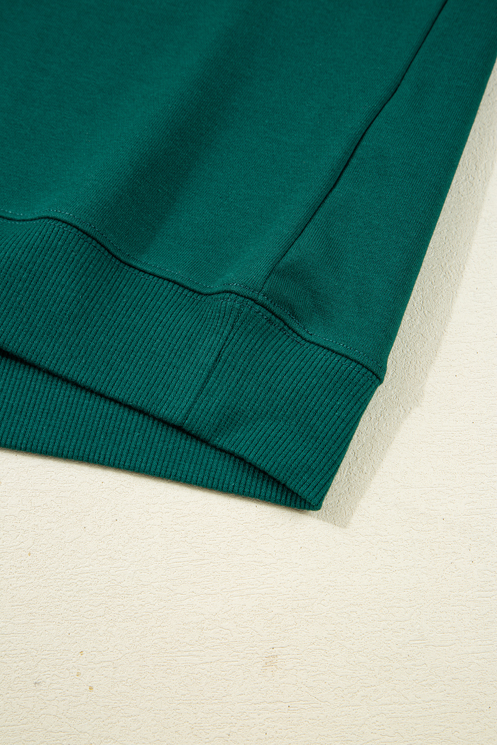 Sea Green Solid Color Pullover Top Varsity Stripe Detail Loose Drawstring Pants Set view 20