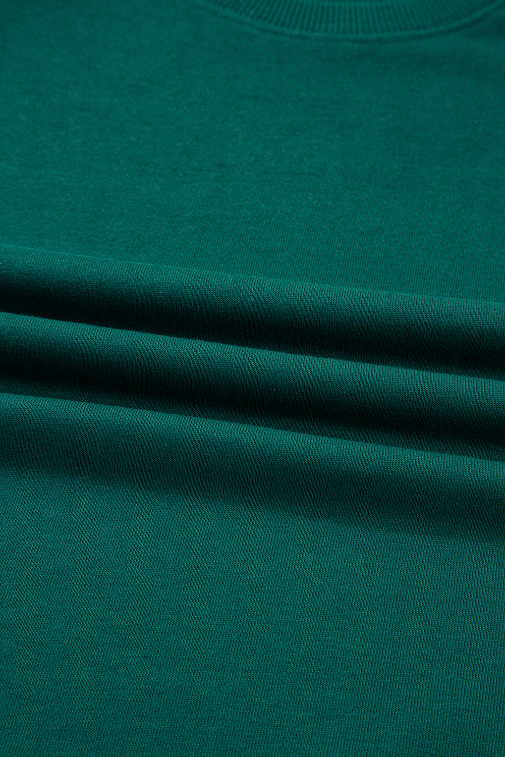 Sea Green Solid Color Pullover Top Varsity Stripe Detail Loose Drawstring Pants Set view 18