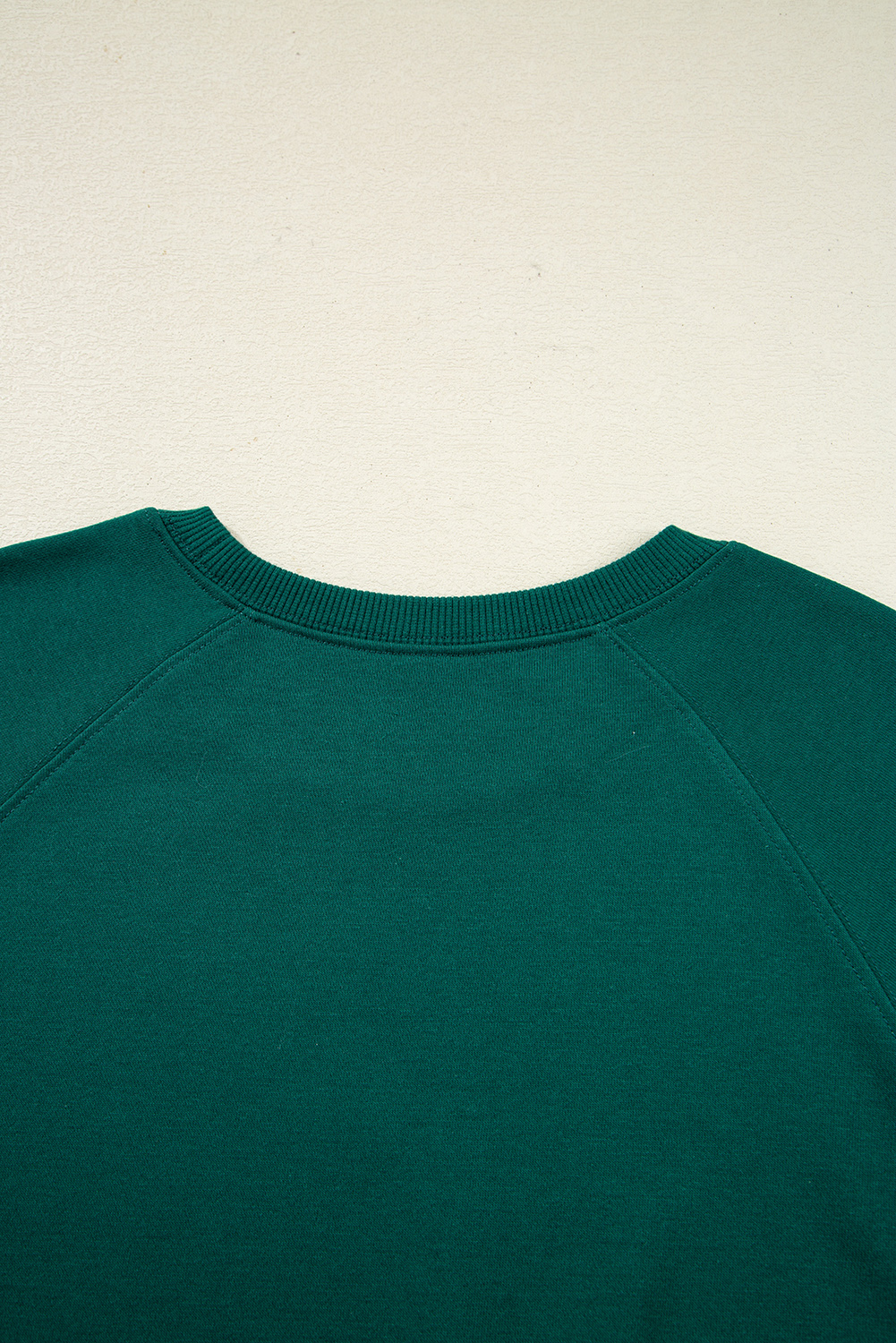 Sea Green Solid Color Pullover Top Varsity Stripe Detail Loose Drawstring Pants Set view 12