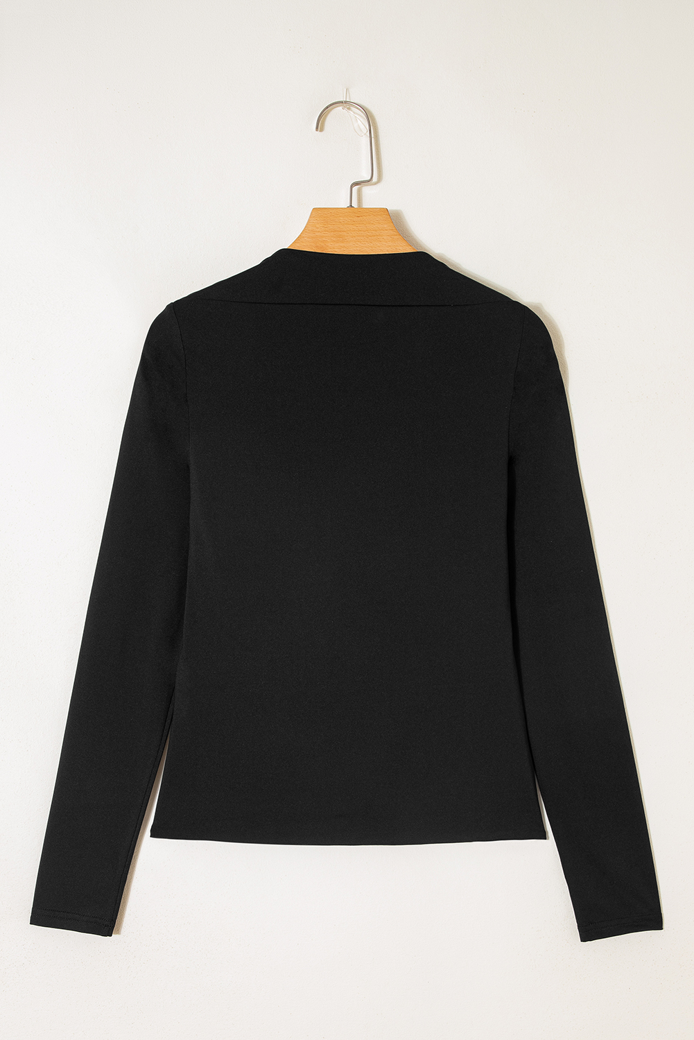 Black Crisscross Boat Neck Long Sleeve Slim Top view 7