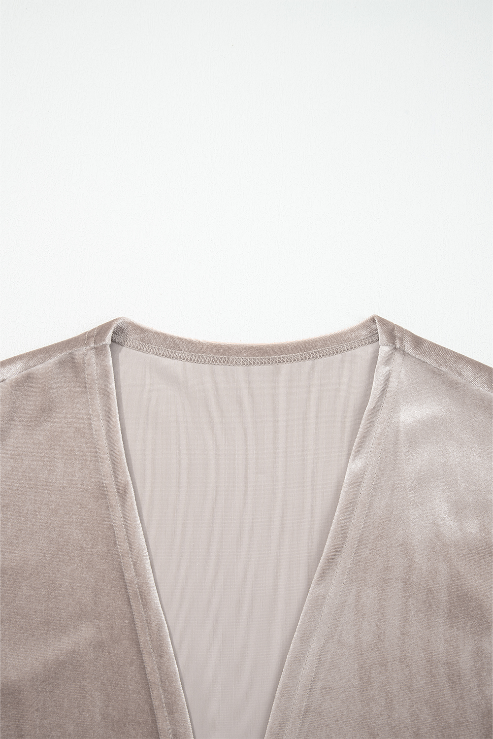 Smoke Gray 3/4 Sleeve Open Front Velvet Kimono view 7