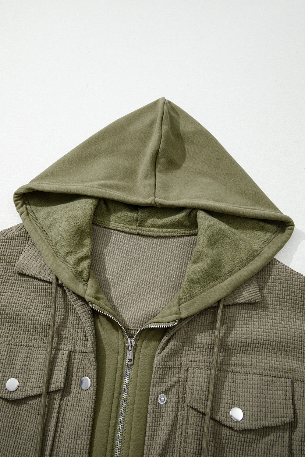 Laurel Green 2 in 1 Thermal Knit Textured Hooded Jacket view 13