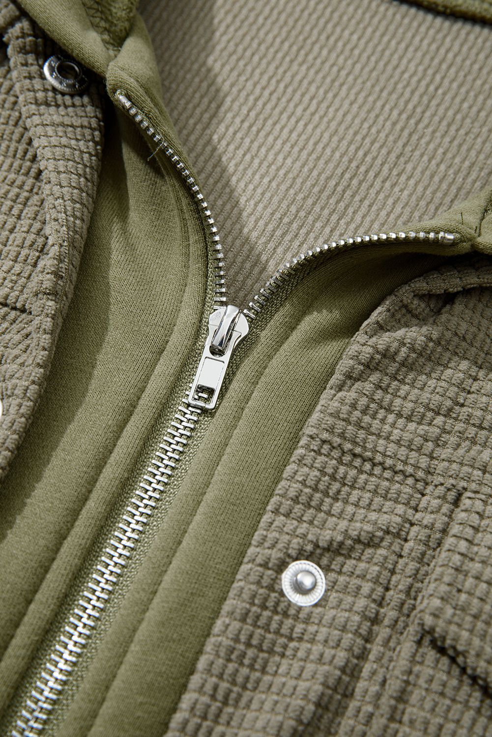 Laurel Green 2 in 1 Thermal Knit Textured Hooded Jacket view 14