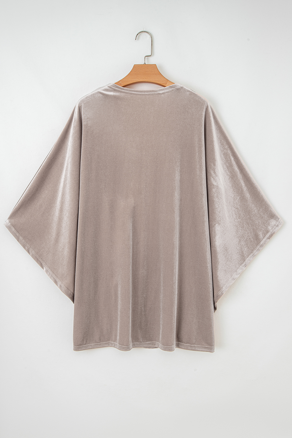 Smoke Gray 3/4 Sleeve Open Front Velvet Kimono view 6