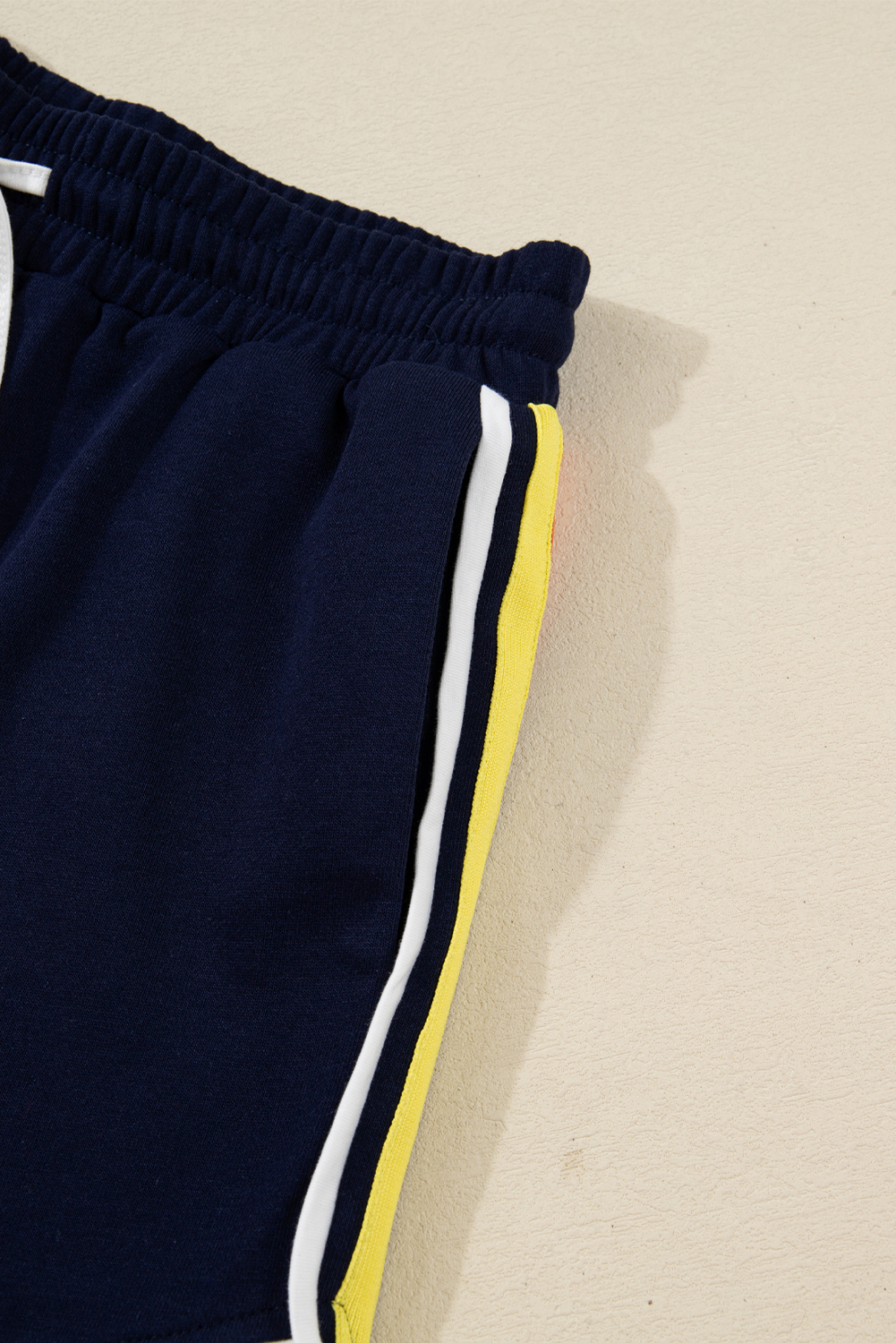 Bluing Colorful Striped Accent Varsity Long Sleeve Pullover and Shorts Matching Set view 12