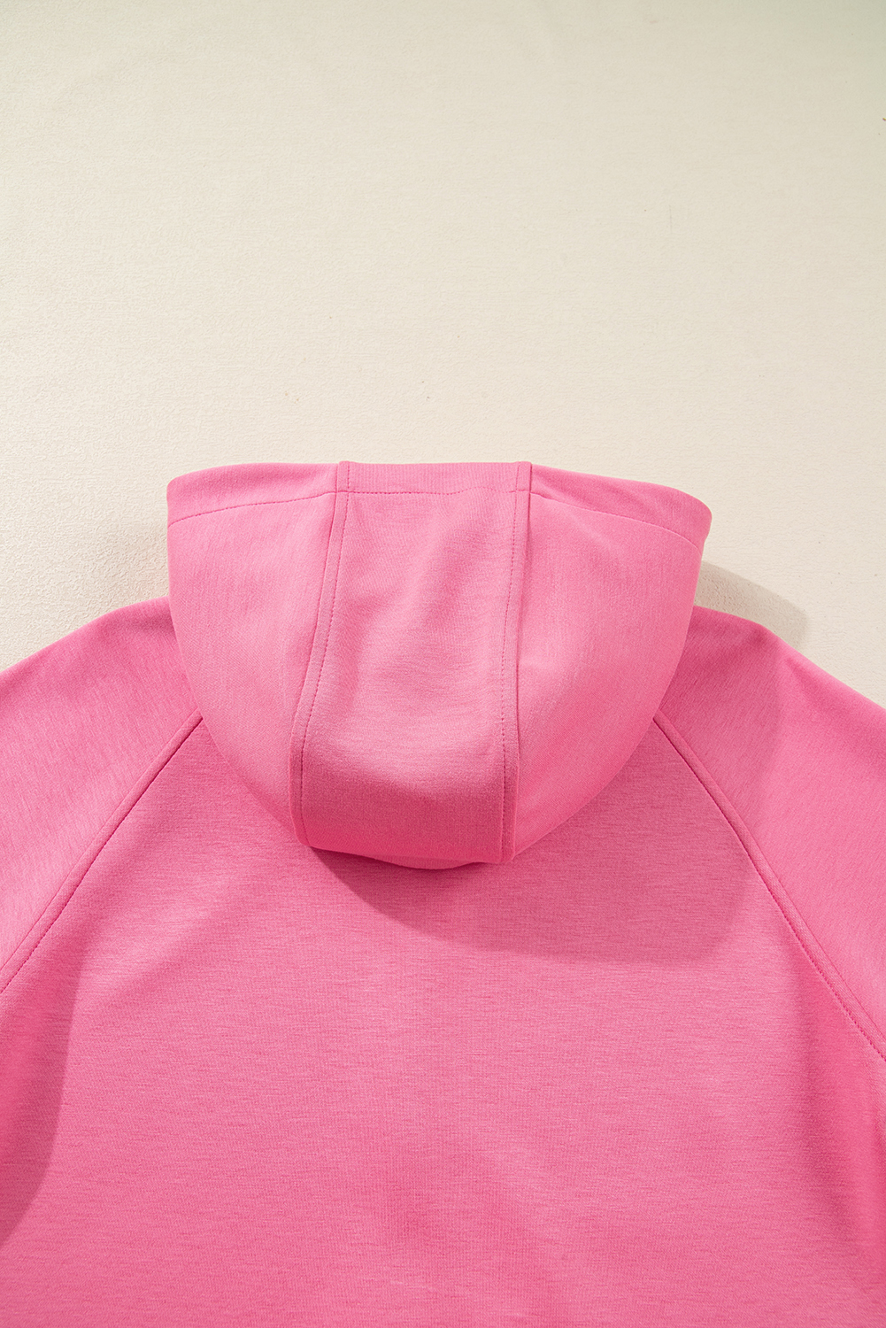 Pink Solid Color Zip Up Hoodie Drawstring Loose Pants Set view 13