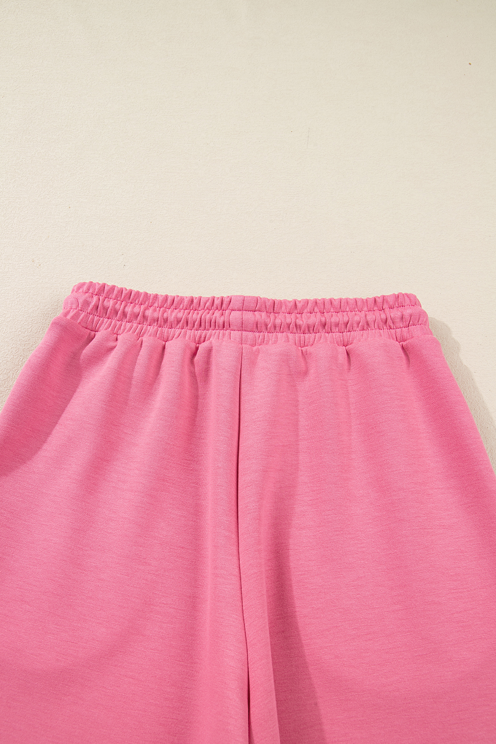 Pink Solid Color Zip Up Hoodie Drawstring Loose Pants Set view 20