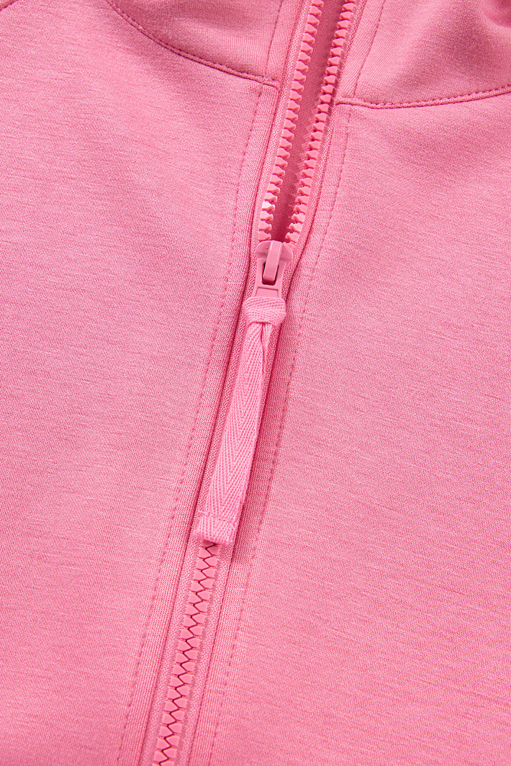 Pink Solid Color Zip Up Hoodie Drawstring Loose Pants Set view 11