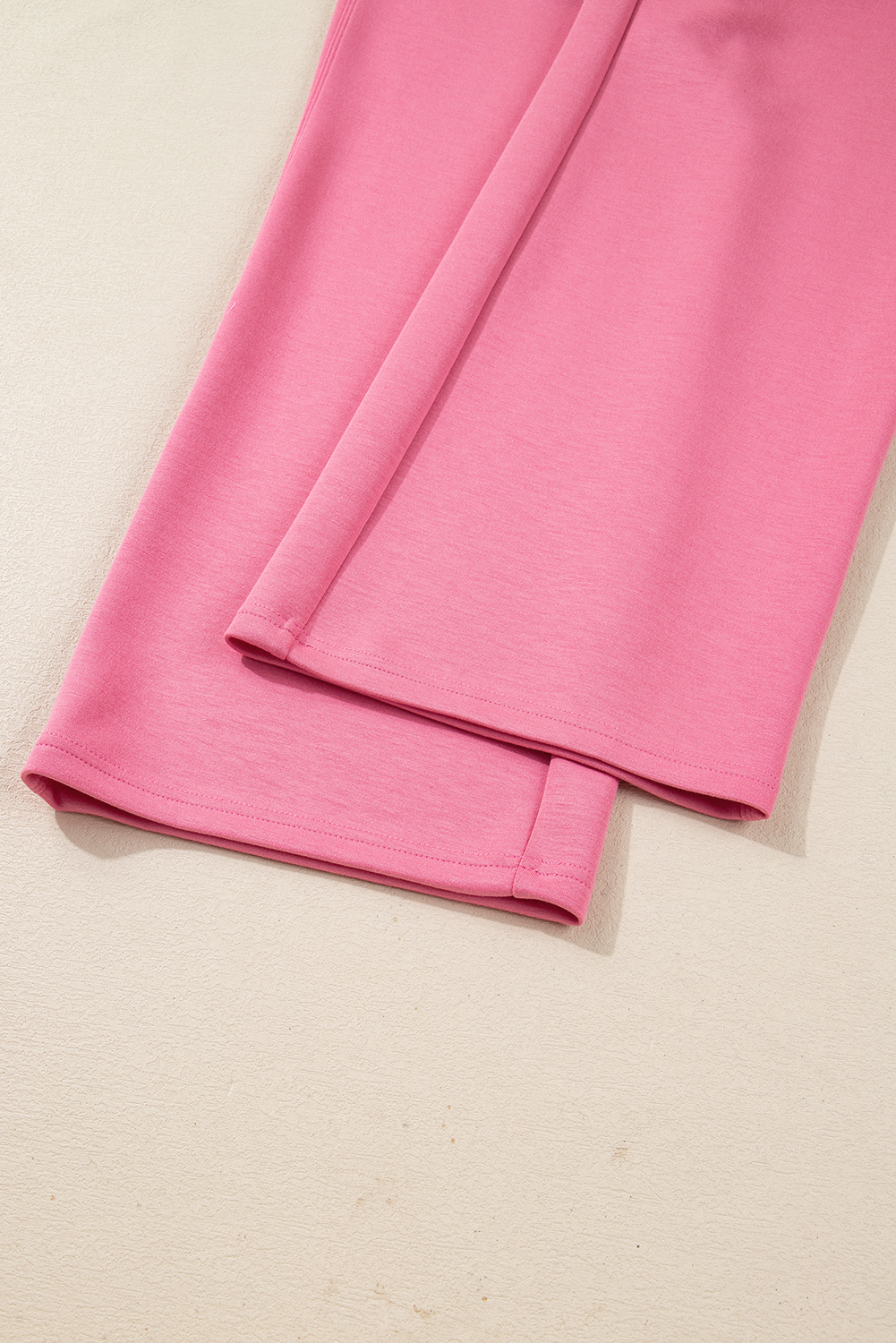Pink Solid Color Zip Up Hoodie Drawstring Loose Pants Set view 18