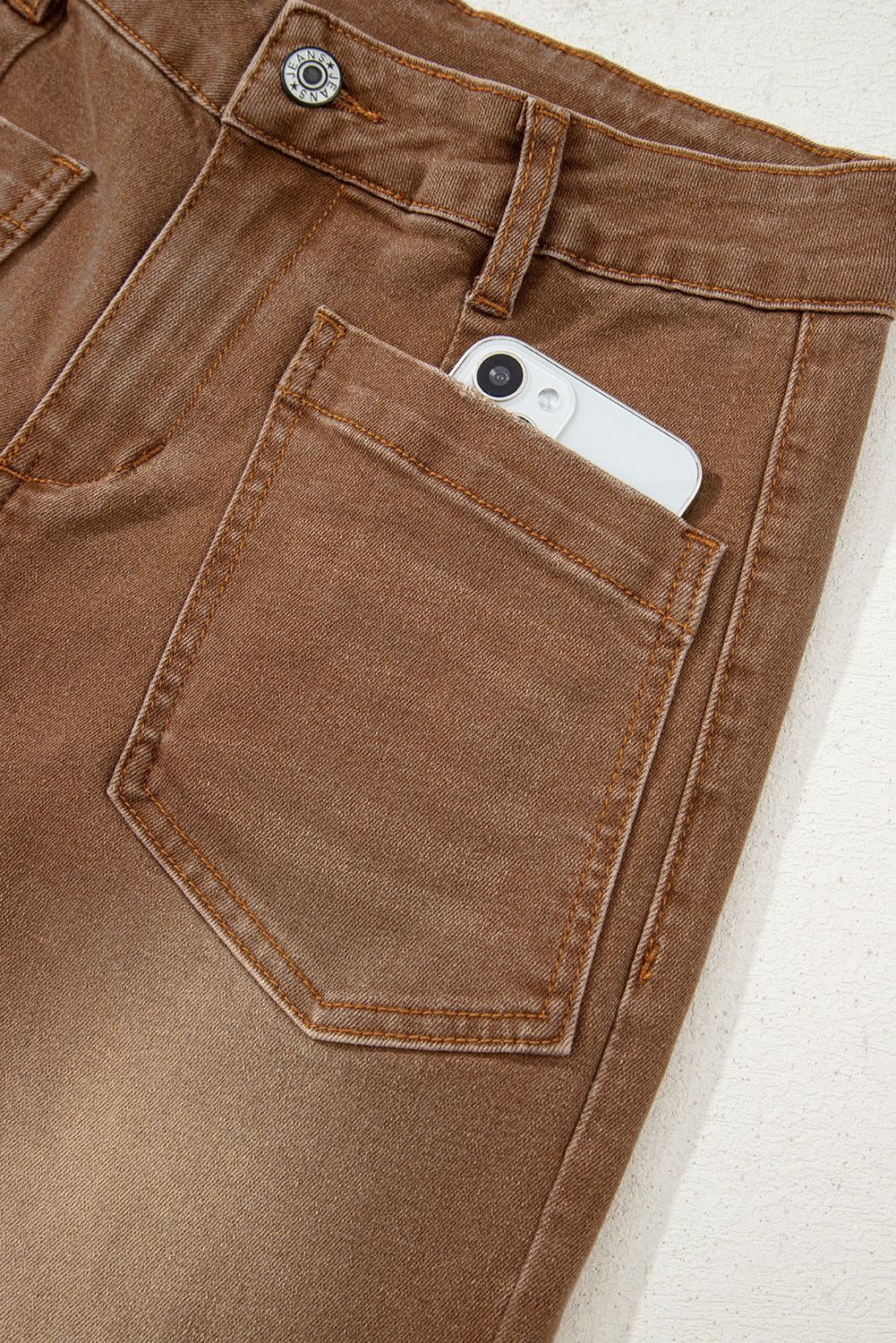 Brown Mimimalist Patch Pocket Womens Shift Jeans view 26
