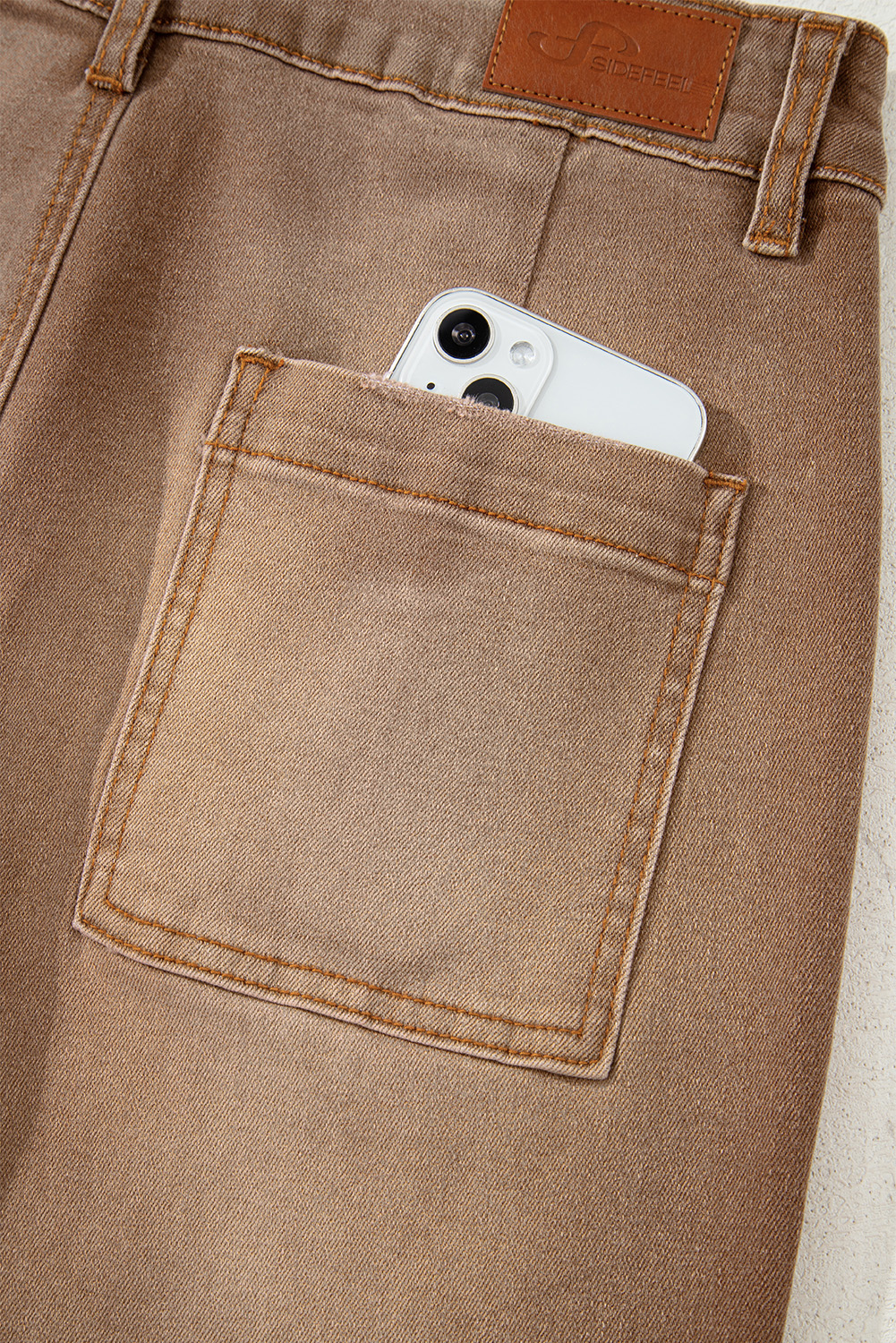 Brown Mimimalist Patch Pocket Womens Shift Jeans view 31
