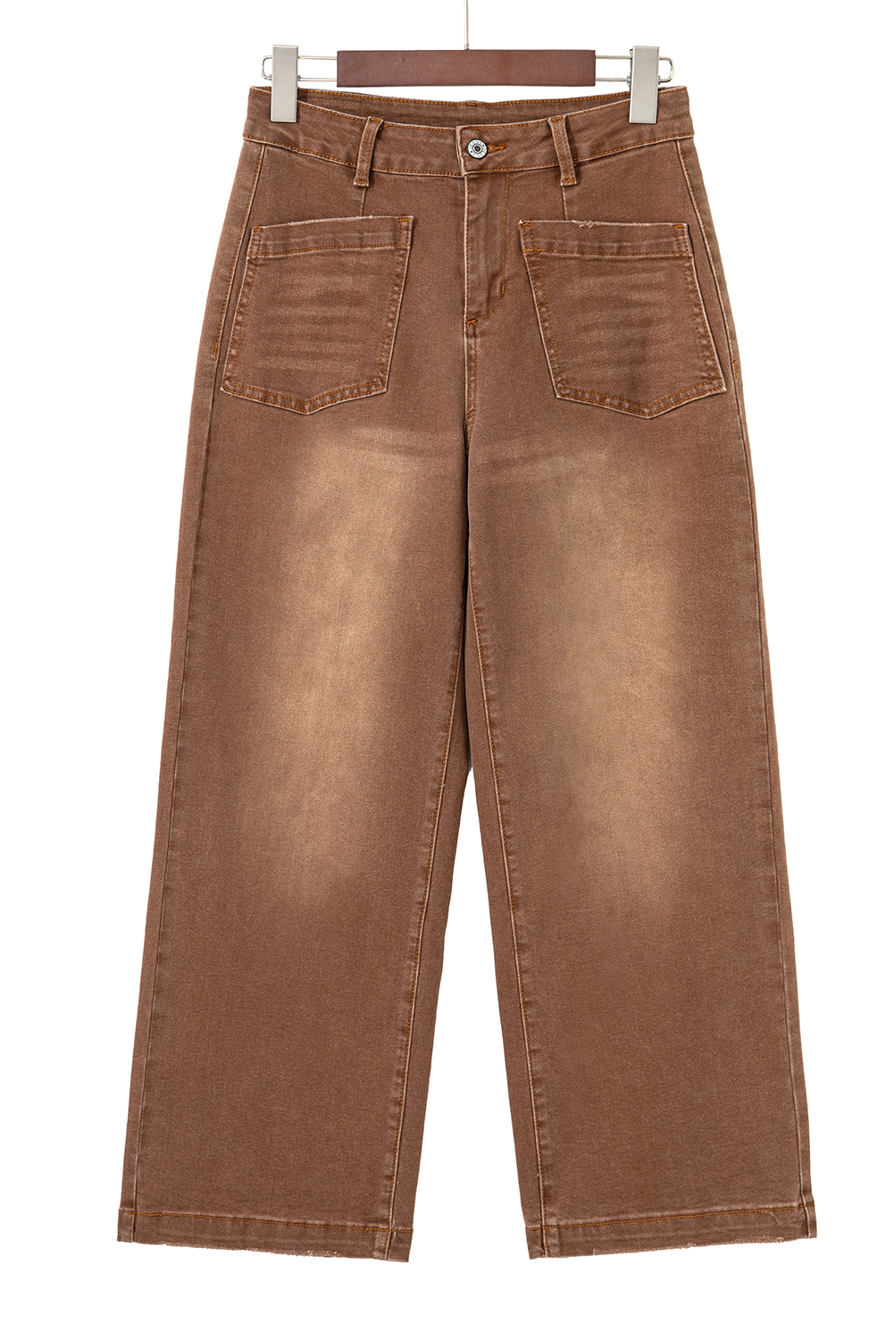 Brown Mimimalist Patch Pocket Womens Shift Jeans view 9