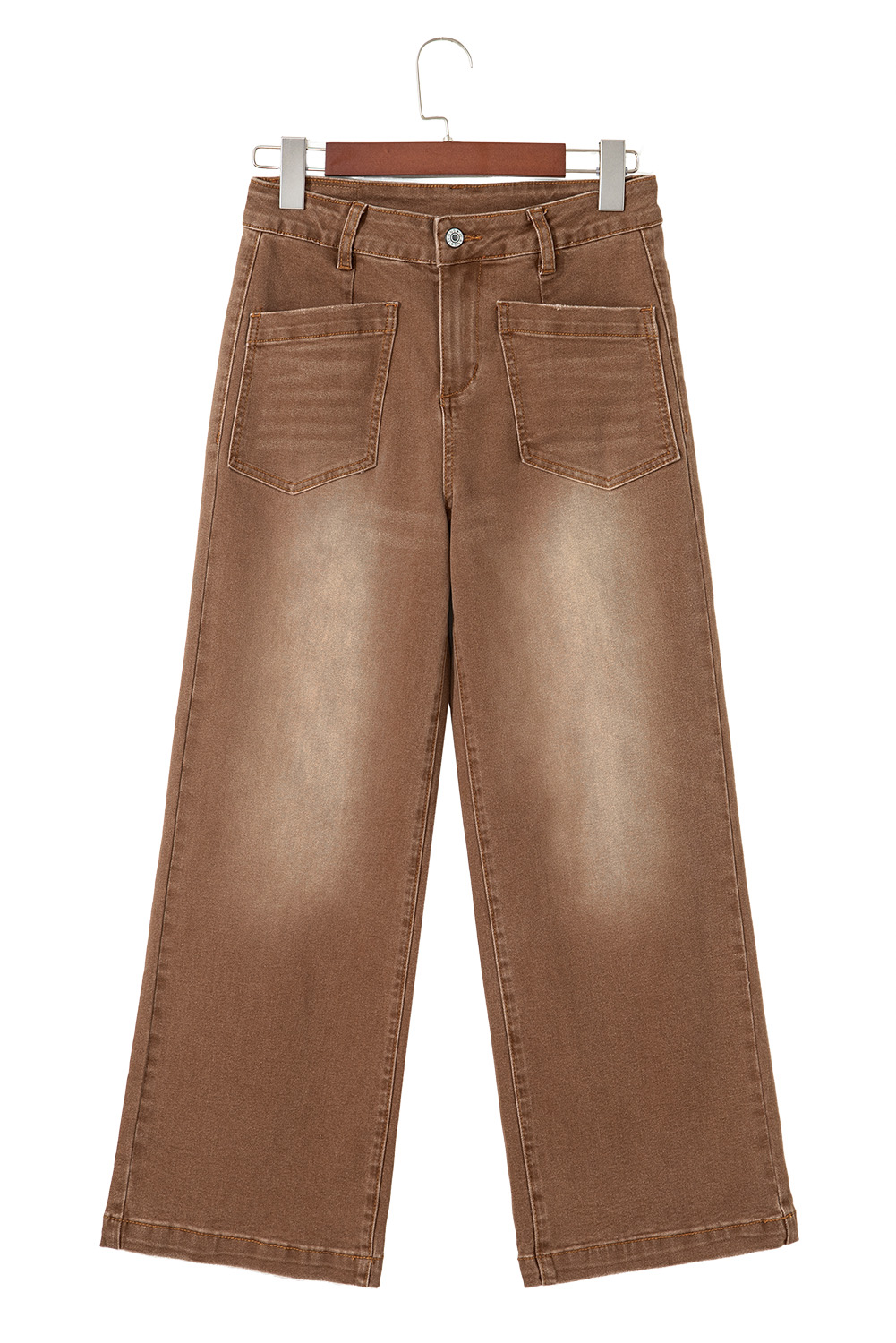 Brown Mimimalist Patch Pocket Womens Shift Jeans view 37