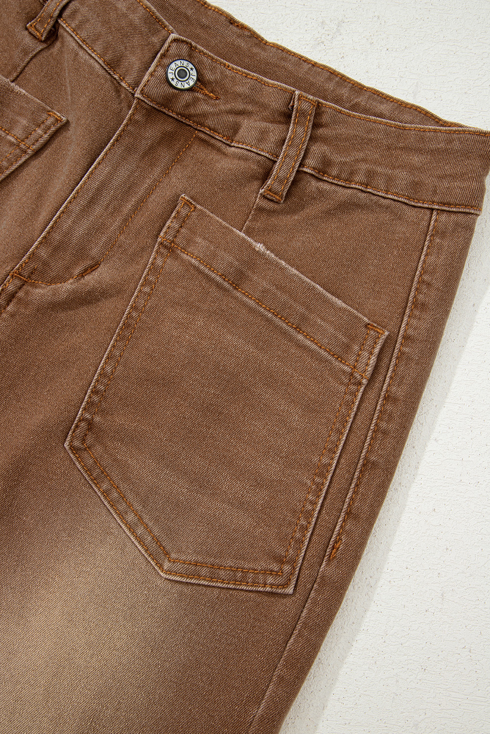 Brown Mimimalist Patch Pocket Womens Shift Jeans view 25