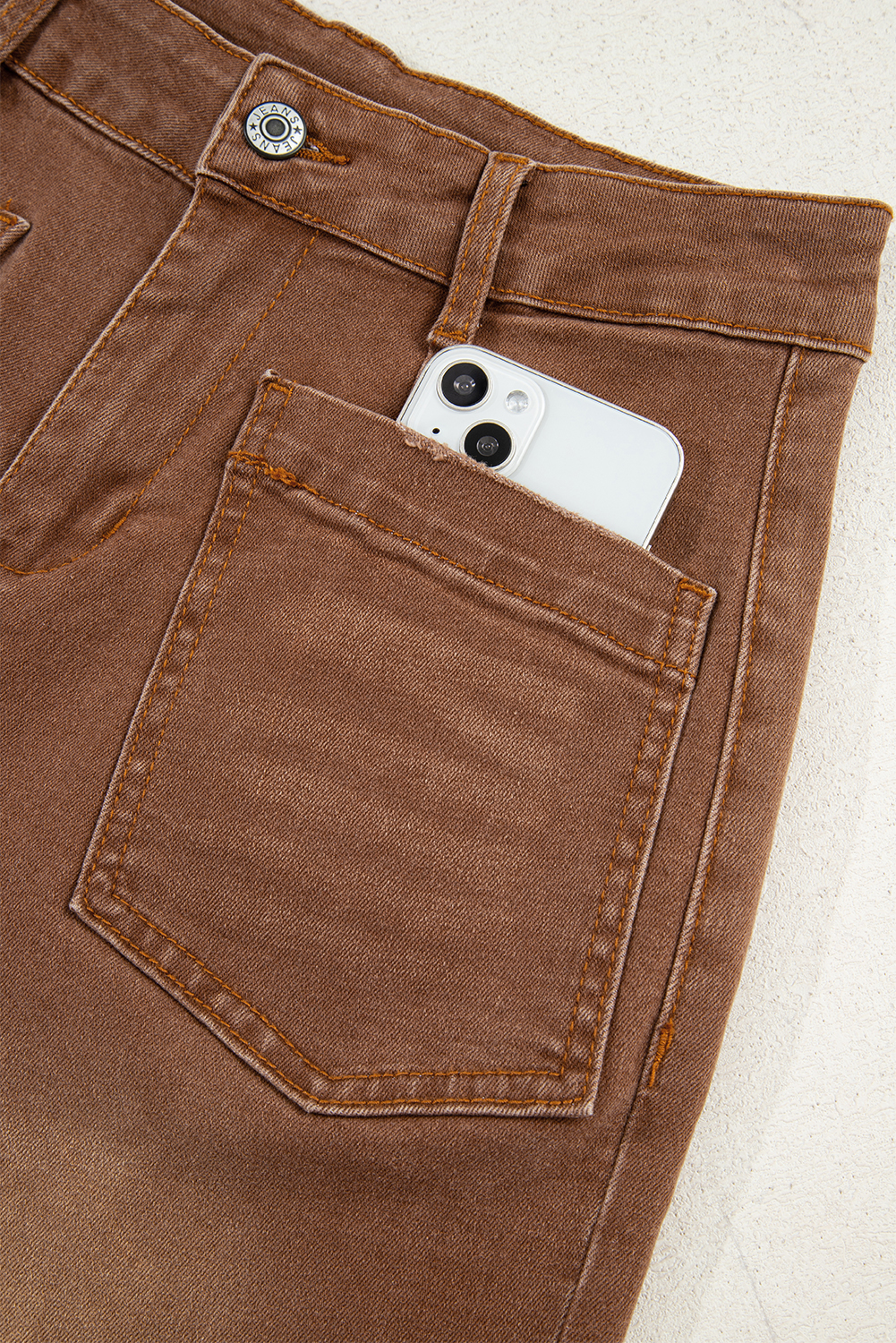 Brown Mimimalist Patch Pocket Womens Shift Jeans view 16