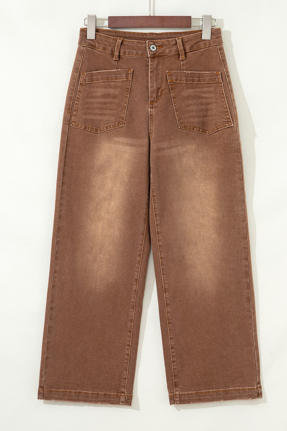 Brown Mimimalist Patch Pocket Womens Shift Jeans view 7