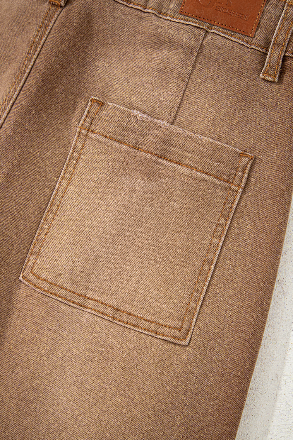 Brown Mimimalist Patch Pocket Womens Shift Jeans view 30