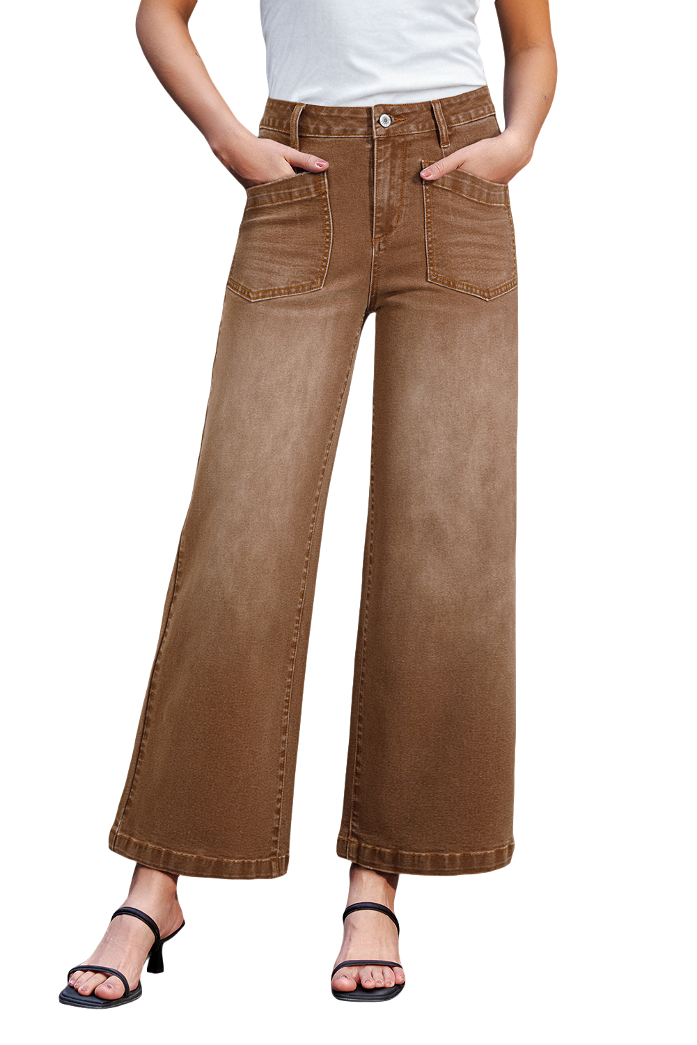 Brown Mimimalist Patch Pocket Womens Shift Jeans view 36