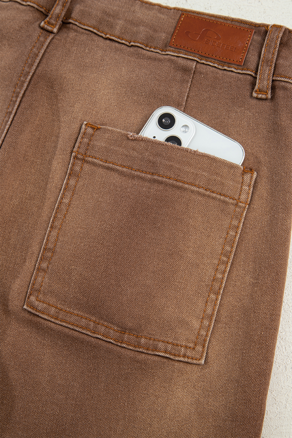 Brown Mimimalist Patch Pocket Womens Shift Jeans view 13