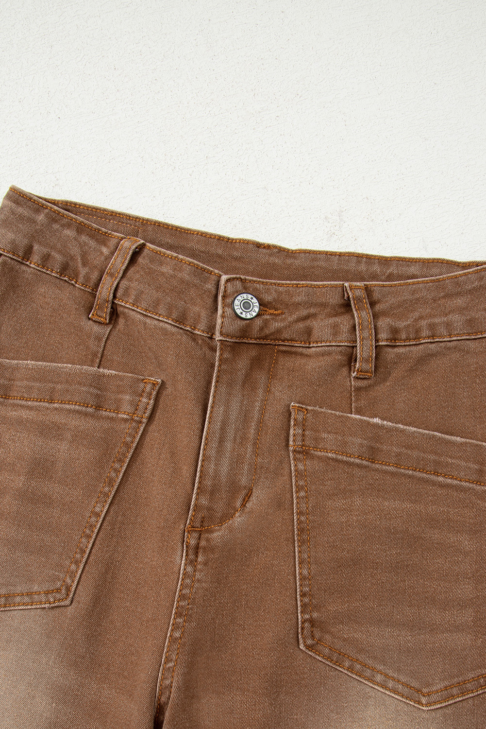 Brown Mimimalist Patch Pocket Womens Shift Jeans view 23